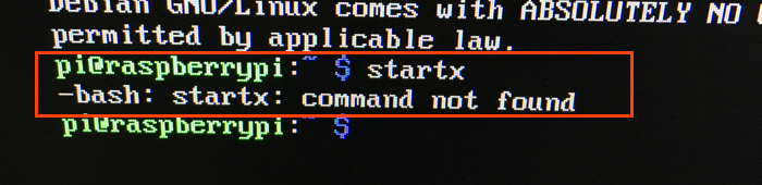 raspberry pi startx command not found