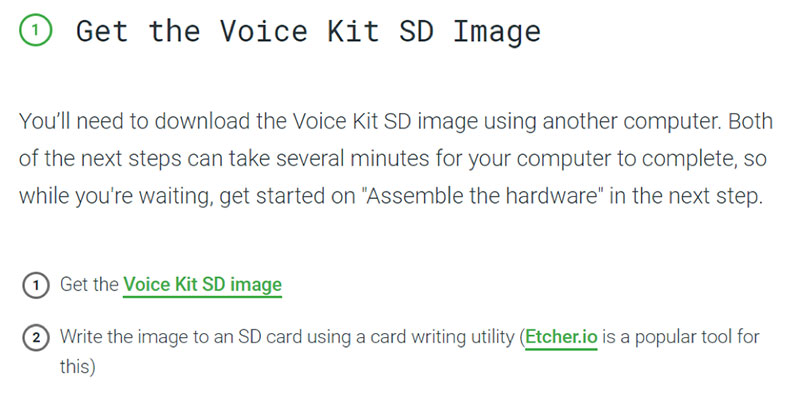 Voice KitのSDイメージをダウンロード