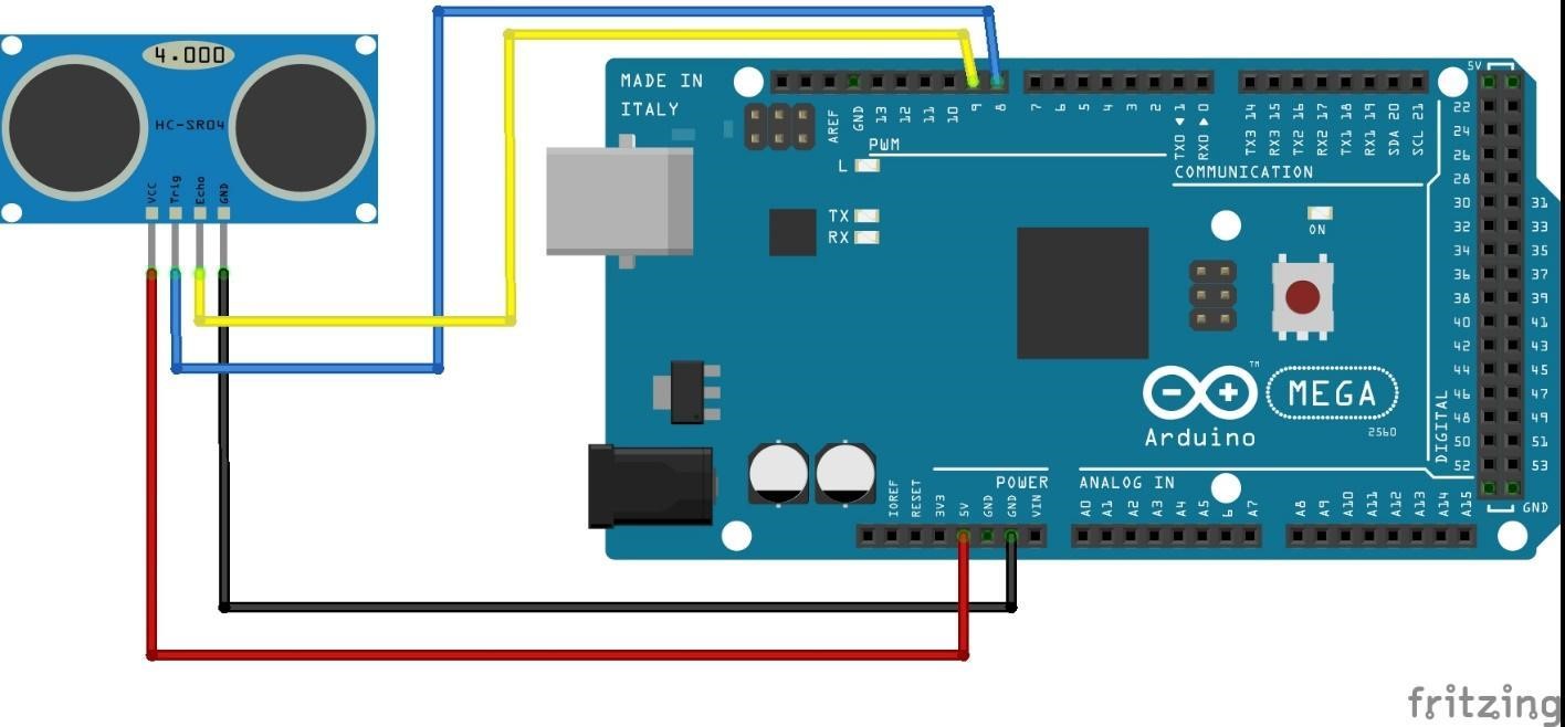 Arduino Megaと超音波センサの接続